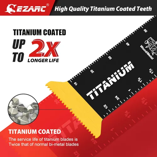 Miniatura 4 de EZARC Hojas de sierra oscilante de titanio, cuchillas multiherramienta oscilantes extralargas para metal, clavos de madera, corte de tornillos