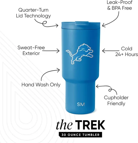 Miniatura 2 de Simple Modern - Vaso de 30 oz con tapa abatible y tapa con pajita Detroit Lions