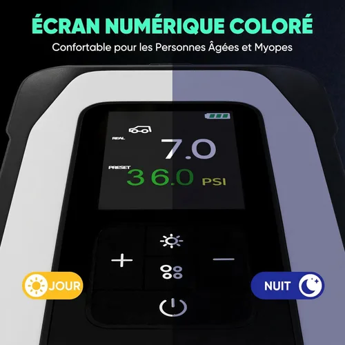 Miniatura 7 de Compresor de aire portátil para inflador de neumáticos BY01, doble cilindro de 150 PSI para neumáticos grandes, 16000 mAh inalámbrico y cable de 12