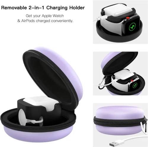 Miniatura 9 de MoKo Caja de almacenamiento compatible con Apple Watch Series 11/10/9/8/7/6/5/4/3/2/1/SE3/SE2/SE, funda protectora portátil de viaje para AirPods