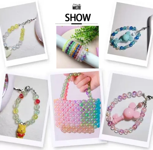 Miniatura 5 de 400 cuentas redondas acrílicas de 0.315 pulgadas de color AB, cuentas espaciadoras redondas con agujeros para aretes, pulseras, collares, llaveros