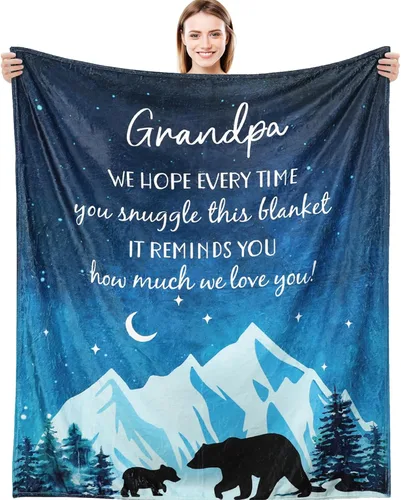 Manta para abuelo de 50 x 60 pulgadas, para abuelos de hija o hijo, manta de forro polar suave para regalos de nietos, cumpleaños cálido, regalos