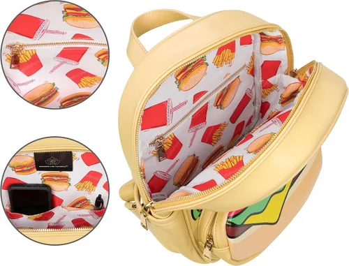 Miniatura 5 de Bolso tipo mochila Kawaii Burger Bolso mochila de moda para mujeres y niños Piel sintética