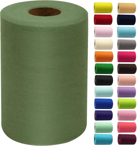 Miniatura 39 de Rollos de tela de tul de 6 pulgadas por 100 yardas (300 pies) Carrete de cinta de tul para manualidades, tutú, arco para la cabeza, decoración