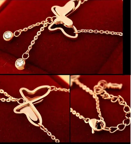 Miniatura 5 de Aienid, tobillera enchapada en oro rosa de 18ct, ajustable, sandalia para pie desnudo, tobillera tipo sandalia de cadena para playa.