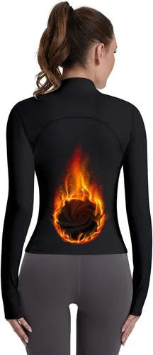 Miniatura 3 de VUTRU Zip UP Solid Sports Lightweight Track Workout Yoga Cropped Athletic Jacekts with Zipper Pockets