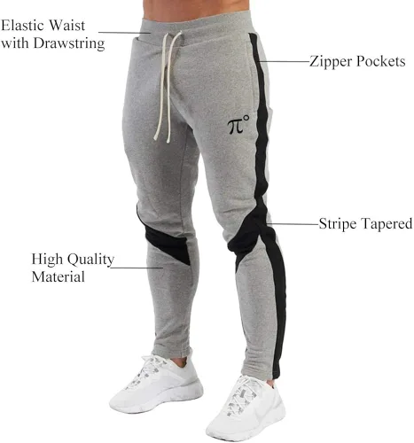 Miniatura 4 de PIDOGYM Pantalones deportivos ajustados para hombre, con bolsillos con cremallera