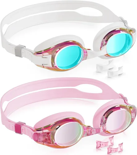 Miniatura 33 de Aegend - Paquete de 2 gafas para niños, gafas de natación para niños de 4 a 16 años, niños y niñas jóvenes, gafas de piscina antivaho, impermeables