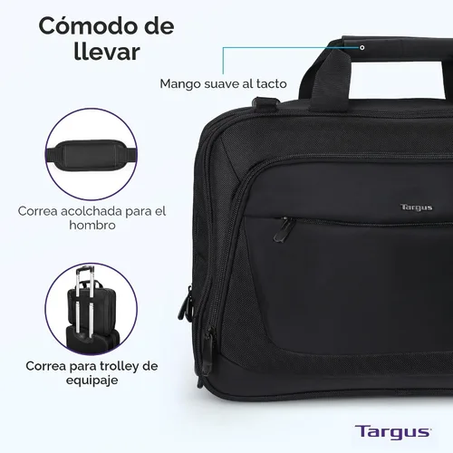 Miniatura 5 de Targus CityLite Maletín para portátil con bandolera y mensajero para laptop de 15.6 pulgadas, Negro (TBT053US)