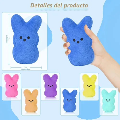 Miniatura 6 de vizethru 6 juguetes de peluche de conejo de Pascua, juguetes de relleno de cesta de Pascua para niños, animales de peluche de conejo, regalos