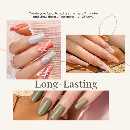 Miniatura 3 de beetles - Esmalte de uñas Shouthern Belle, juego de 6 esmaltes de color nude con purpurina, coral, verde, azul claro, semipermanente, usar con capa