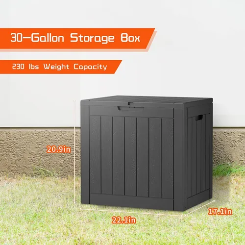 Miniatura 2 de Caja de almacenamiento para exteriores de 30 galones, impermeable, caja de resina para terraza, con cerradura, para muebles de patio, jardín