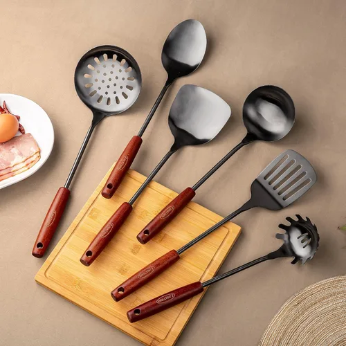 Miniatura 2 de FJNATINH Juego de utensilios de cocina de acero inoxidable 304 - 6 piezas Juego de espátulas para wok Herramientas de cocina Espátula, cucharón