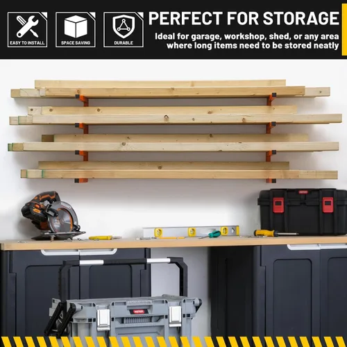 Miniatura 6 de YYR Organizador de madera y estante de almacenamiento de madera para montar en pared, estante de metal resistente de 4 niveles con capacidad