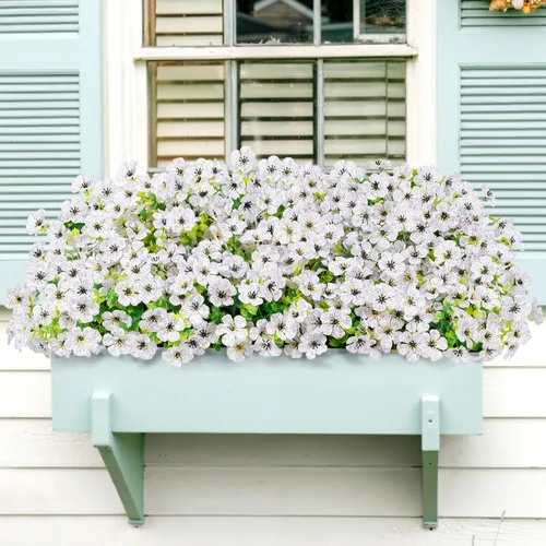 Miniatura 14 de Lifewit Flores artificiales para interiores y exteriores, 12 paquetes de flores falsas de plástico con hojas de eucalipto para decoración del jardín