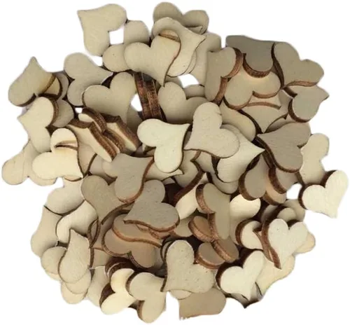Miniatura 3 de 100 piezas de madera grabadas en madera con confeti de corazón para decoración rústica de mesa de boda, decoración dispersa para despedida