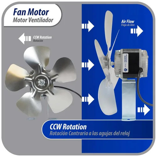 Miniatura 5 de Appli Parts APFM-341E Motor de condensador y evaporador de refrigeración de 34W 115V 60Hz 1.5A 1450rpm incluye base y aspa de ventilador de aluminio