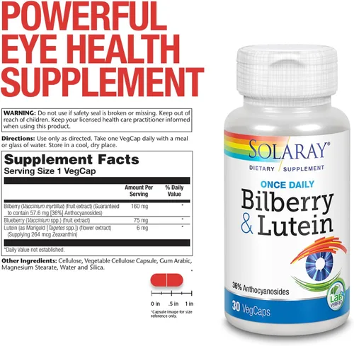 Miniatura 3 de SOLARAY Un suplemento diario de arándano y luteína, 160 mg 30