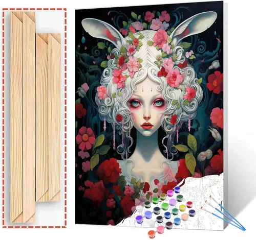 Miniatura 19 de Exquisitas muñecas y mariposas DIY pintura por números para adultos principiantes, estilo único, pintura de flores por número sobre lienzo con Obras