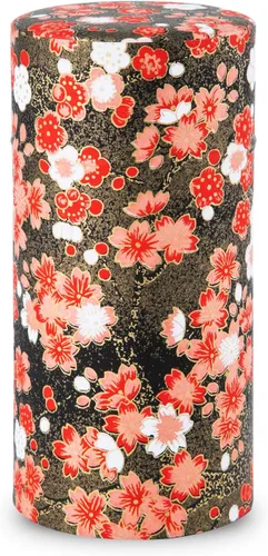 Miniatura 27 de NOREN Lata de Té Japonés (Papel Yuzen Washi), Tamaño de 3.5 oz Hecho en JAPÓN con Tapa Interior Incluida Hermética a Prueba de Humedad/Frasco