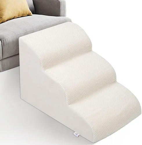 Miniatura 11 de Escaleras para Perros para Perros Pequeños - Rampa de Espuma de Alta Densidad, Pasos Extra Anchos para Mascotas con Fondo Antideslizante para Camas