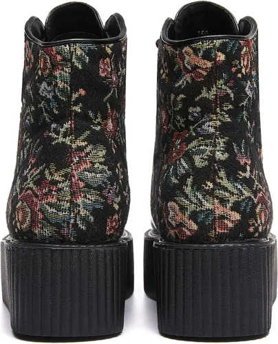 Miniatura 4 de RoseG Women's High Top Suede Lace Up Flat Platform Creepers Shoes Boots