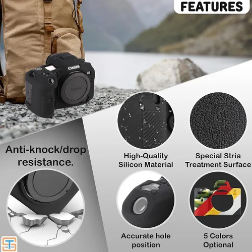 Miniatura 2 de Funda para cámara Canon R5 - Funda protectora de silicona para cámara réflex digital, jaula desmontable, a prueba de golpes, a prueba de polvo