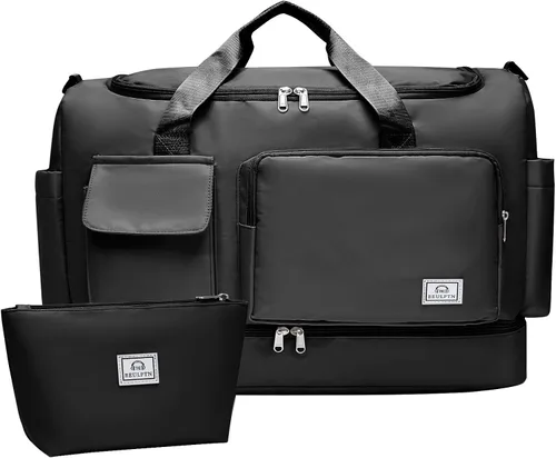 Miniatura 35 de Bolsa de Gimnasio Pequeña para Mujer, Bolsa de Lona de Viaje, Bolsa de Fin de Semana con Compartimento para Zapatos