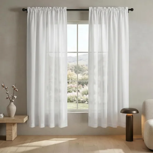 Miniatura 58 de Mrs.Naturall - Cortinas transparentes con bolsillo para barra de 36x63 pulgadas de lino mezclado negro