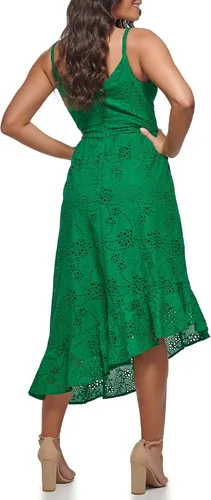 Miniatura 4 de GUESS Women's Asymmetrical Cotton Eyelet Midi Contemporary Dress
