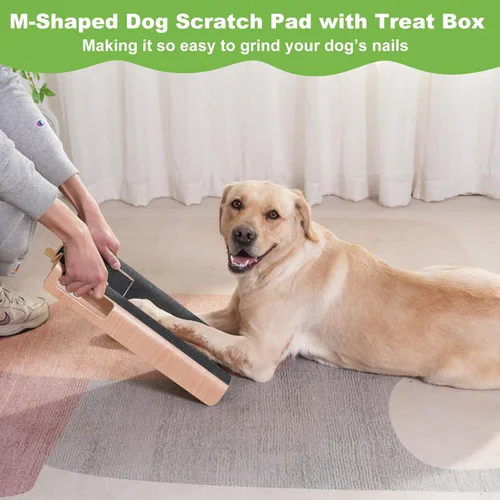 Miniatura 8 de Almohadilla Rascadora de Uñas para Perros en Forma de M con Caja de Golosinas, Tablero Rascador de Uñas para Perros Grandes, Juguete Lima de Uñas