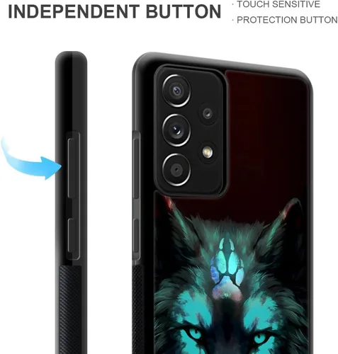 Miniatura 4 de CARLOCA Funda compatible con Samsung Galaxy A53 5G, diseño gráfico de identidad negro espiritual lobo, a prueba de golpes, antiarañazos
