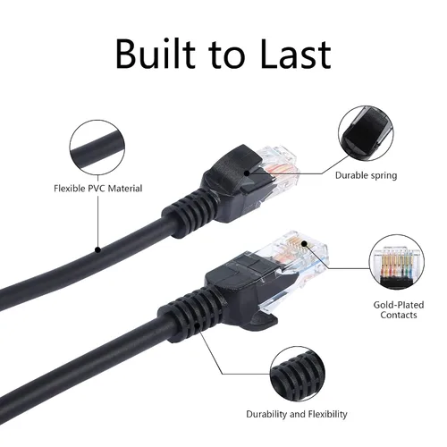 Miniatura 4 de Cable Ethernet Cat5e en espiral – Cable de red LAN RJ45 retráctil para laptops, escritorio, routers, decodificadores – estirable hasta 4.9 ft