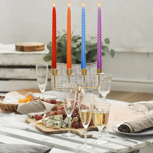 Miniatura 5 de Whaline 12 velas cónicas en espiral arcoíris de 10 pulgadas, 6 colores, sin goteo, velas de cera retorcidas, velas largas sin perfume para eventos