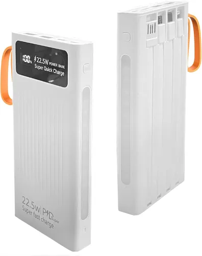 Cargador portátil con cables integrados, banco de energía Mandarooker de 10000 mAh con lámpara LED, carga rápida, USB C, batería externa, cargador