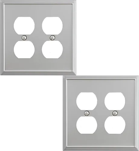 Miniatura 8 de OKAWYC Aria - Placa de pared metálica para interruptor de luz en blanco, paquete de 4 unidades, níquel cepillado de 1 banda, cubierta de interruptor