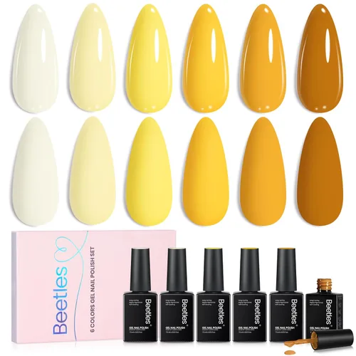 Miniatura 36 de Beetles - Juego de esmaltes de uñas en gel neón, 6 colores, rosado intenso, naranja, amarillo, verde, azul y morado, semipermanentes, uso