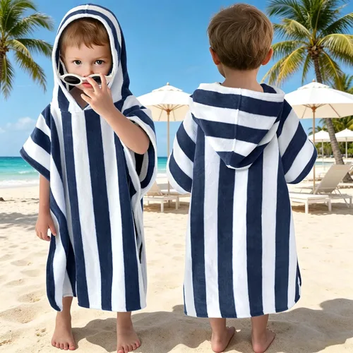 Miniatura 12 de VOOVA & MOVAS Toallas tipo poncho para niños pequeños (2-6 años, 24 x 48 pulgadas), 100% algodón, suave, absorbente, con capucha, perfectas