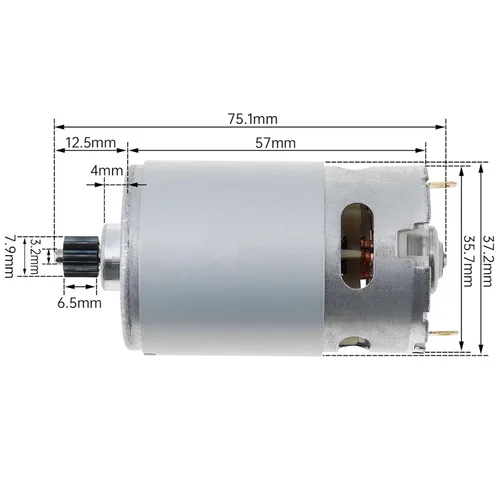 Miniatura 2 de RS550 9Teeth DC Motor con caja de cambios 0.311 in 14.4V 25000RPM Micro Motor Herramienta de precisión para DIY Sierra eléctrica Proyectos Hobbies