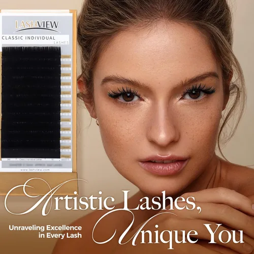 Miniatura 7 de Lashview Ellipse Extensiones de pestañas planas de 0.15 mm, rizo C de 0.31-0.59 pulgadas, negro visón, pestañas individuales, súper mate