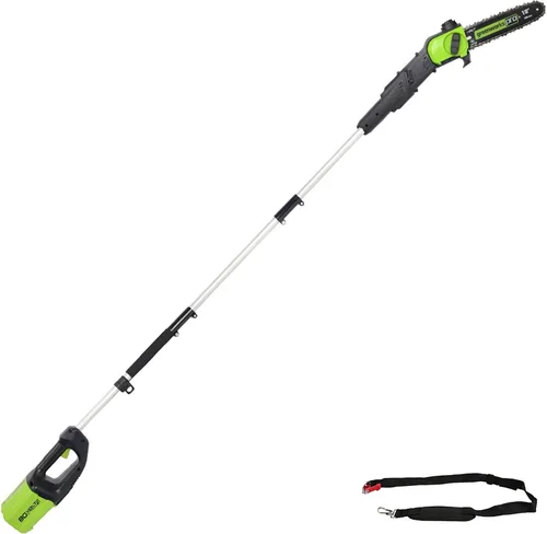 Miniatura 15 de Greenworks 60V sierra de poste sin cable sin escobillas de 10 pulgadas, alcance de 14.5 pies, batería de 2.0Ah y cargador