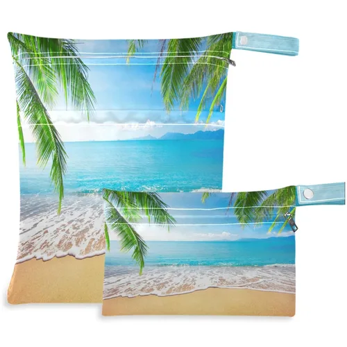 Miniatura 19 de visesunny Seta dibujada a mano, 2 bolsas húmedas con bolsillos con cremallera, lavable, reutilizable, espaciosa para viajes, playa, piscina, Multi51.