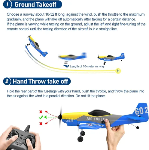 Miniatura 6 de Avión RC Dron, avión de control remoto RC de 3 canales, 2.4 GHz con 2 baterías, estabilizador de giroscopio de 6 ejes, aviones de espuma de juguete