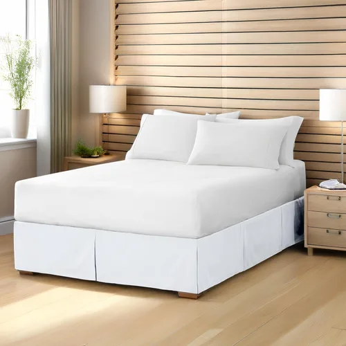 Miniatura 9 de Bare Home Falda de cama California King con caída de 15 pulgadas, diseño fácil de ajustar, para camas California King, con pliegues centrales