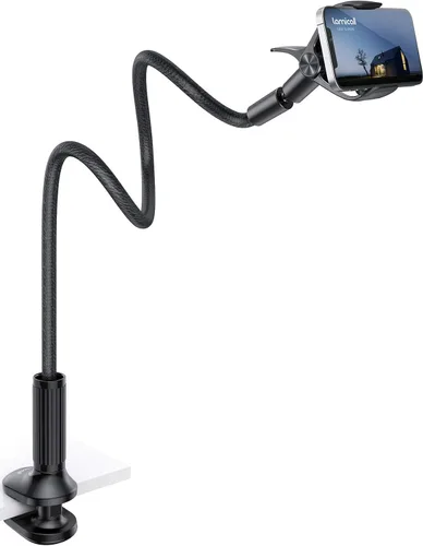 Miniatura 8 de Lamicall Soporte para teléfono con cuello de cisne, brazo flexible, 38 pulgadas de longitud total, clip de abrazadera ajustable 360, soporte