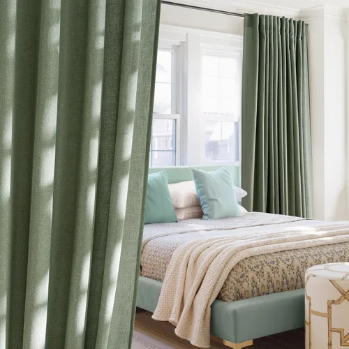 Miniatura 19 de NICETOWN Cortinas de lino grueso para dormitorio, privacidad añadida, bolsillo para barra y pestaña trasera, no se transparentan, mezcla de lino