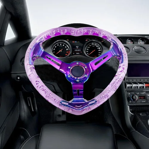 Miniatura 2 de Volante de carreras de acrílico universal con diseño en forma de corazón, apto para la mayoría de vehículos, autos de carreras, RZR, Club Car Púrpura
