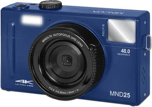 Miniatura 2 de Minolta Cámara digital de enfoque automático de 48 MP con espejo selfie, video 4K Ultra HD, zoom digital de 16x, LCD de 3.0 pulgadas, detección