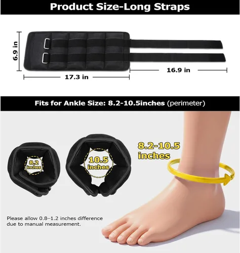 Miniatura 5 de Fragraim - Juego de pesas de tobillo para mujeres, hombres y niños, ideal para entrenamiento de fuerza para muñeca/pierna/brazo, correa ajustable, 1