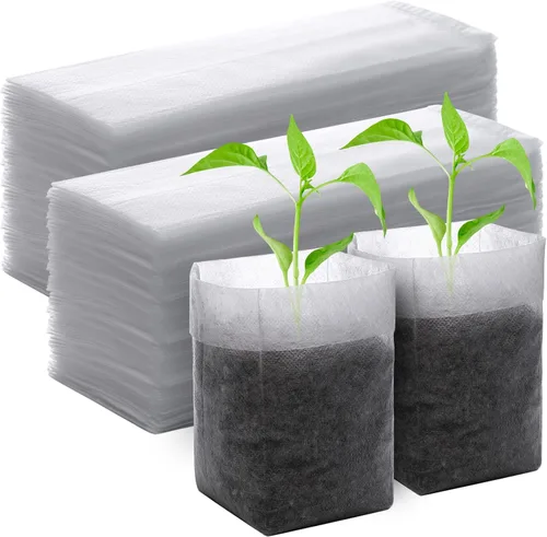 Miniatura 14 de Greaner 100 bolsas de cultivo de vivero grandes, 7.8 x 8.6 pulgadas, bolsa de cultivo de plántulas de tela biodegradable no tejida, bolsas